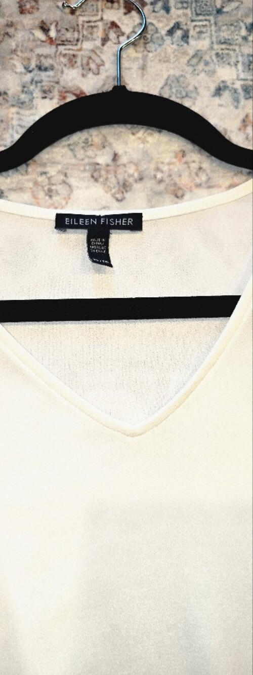 Eileen Fisher 100% Silk Ivory Tunic Top - Picture 5 of 5